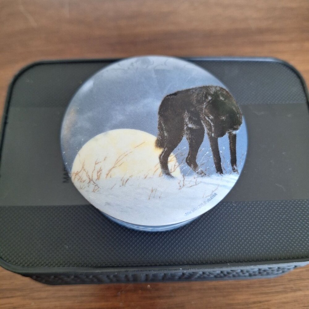 VINTAGE 1995 PRINCETON GALLERY ARCTIC MAJESTY MUSIC BOX COLLECTION BLACK WOLF